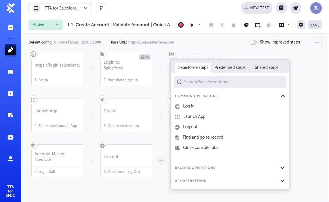 Test steps made for Salesforce practitioner common operations