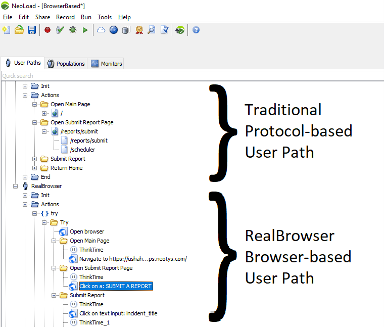 NeoLoad RealBrowser - Mixed testing