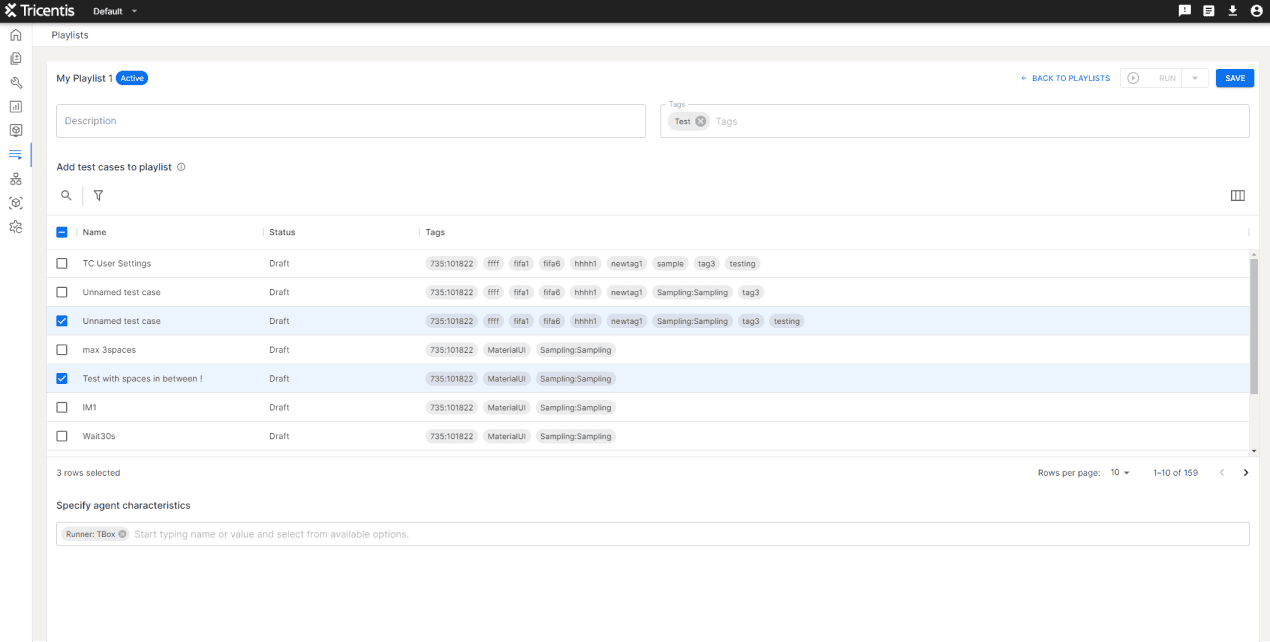 Playlist example - Test run orchestration