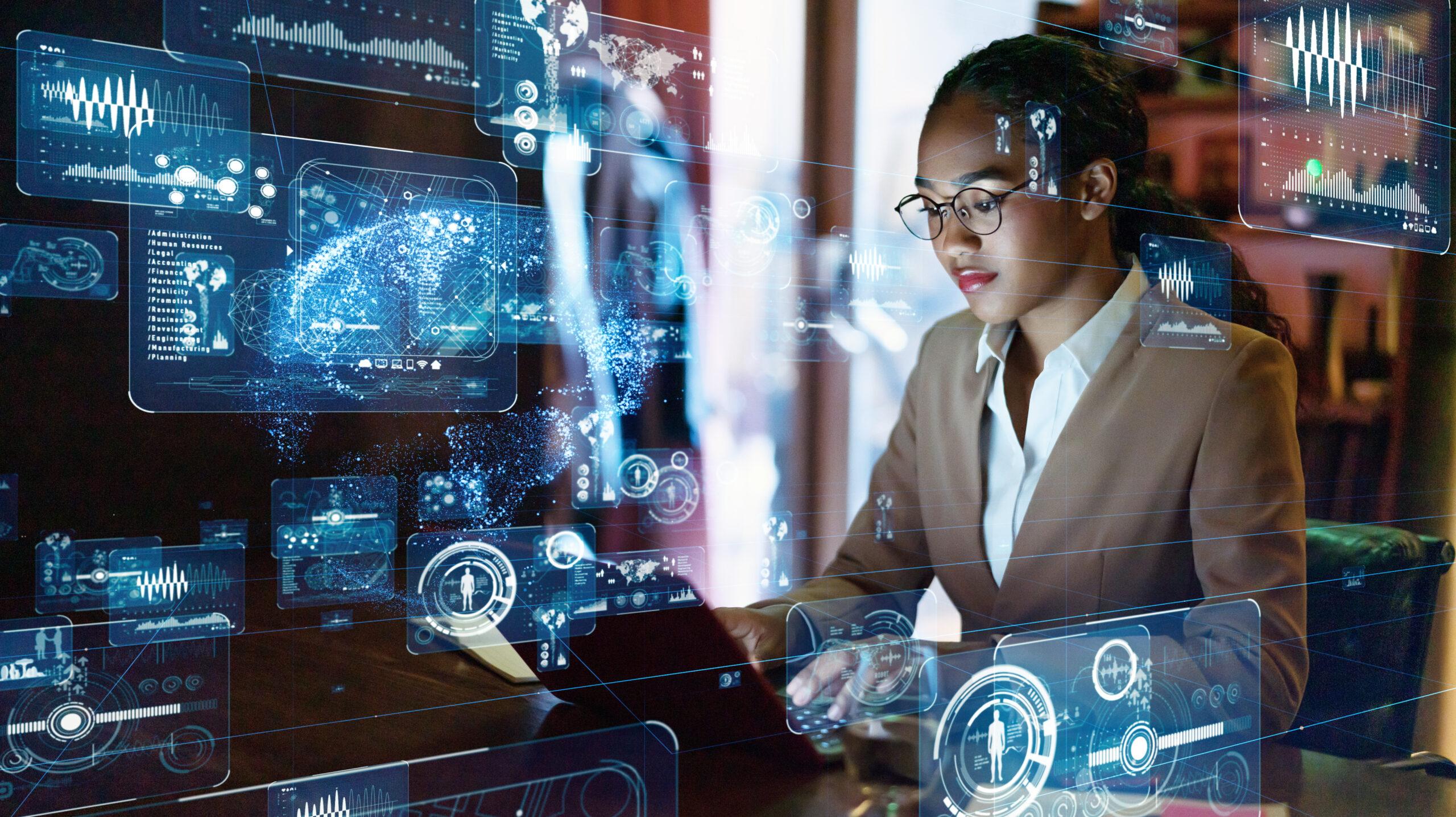 Woman viewing data