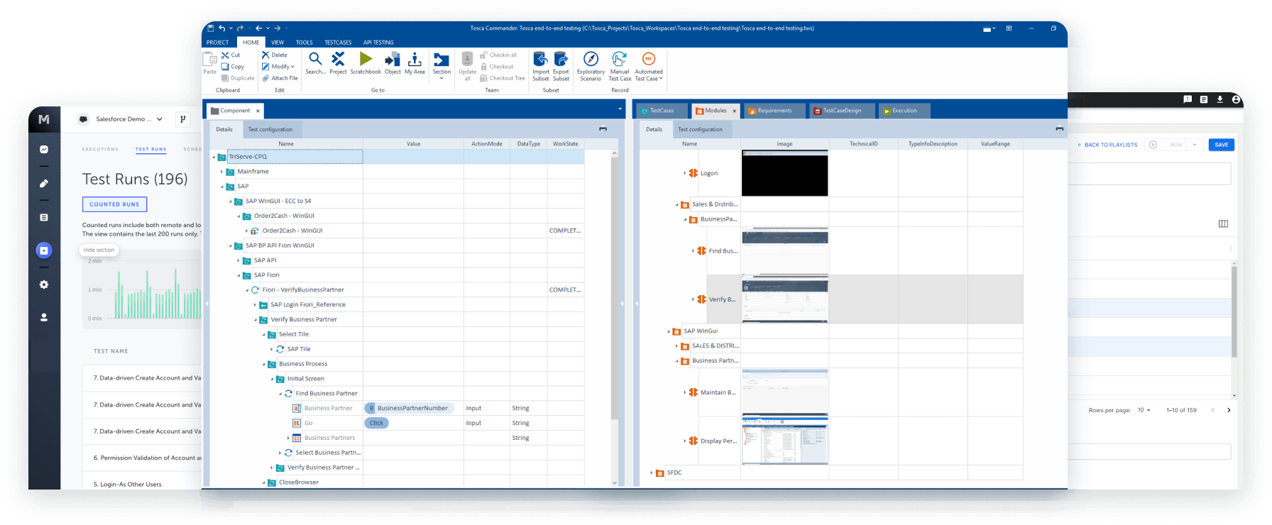 Test Automation solution product screens