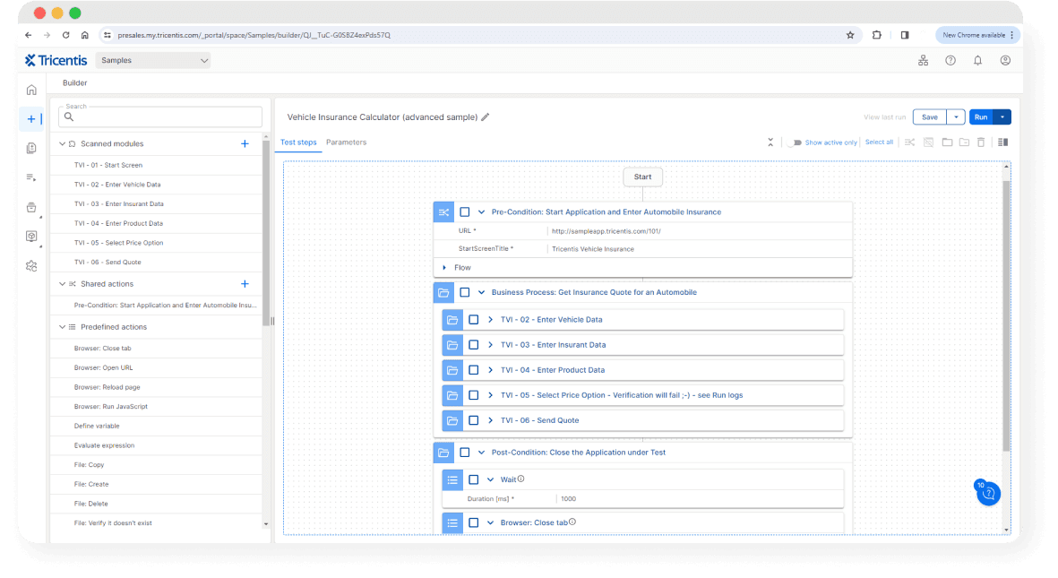 Tricentis Tosca Model-based testing