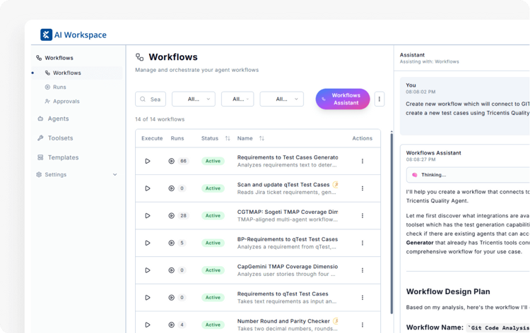 AI Workspace for Agentic Quality Engineering | Tricentis