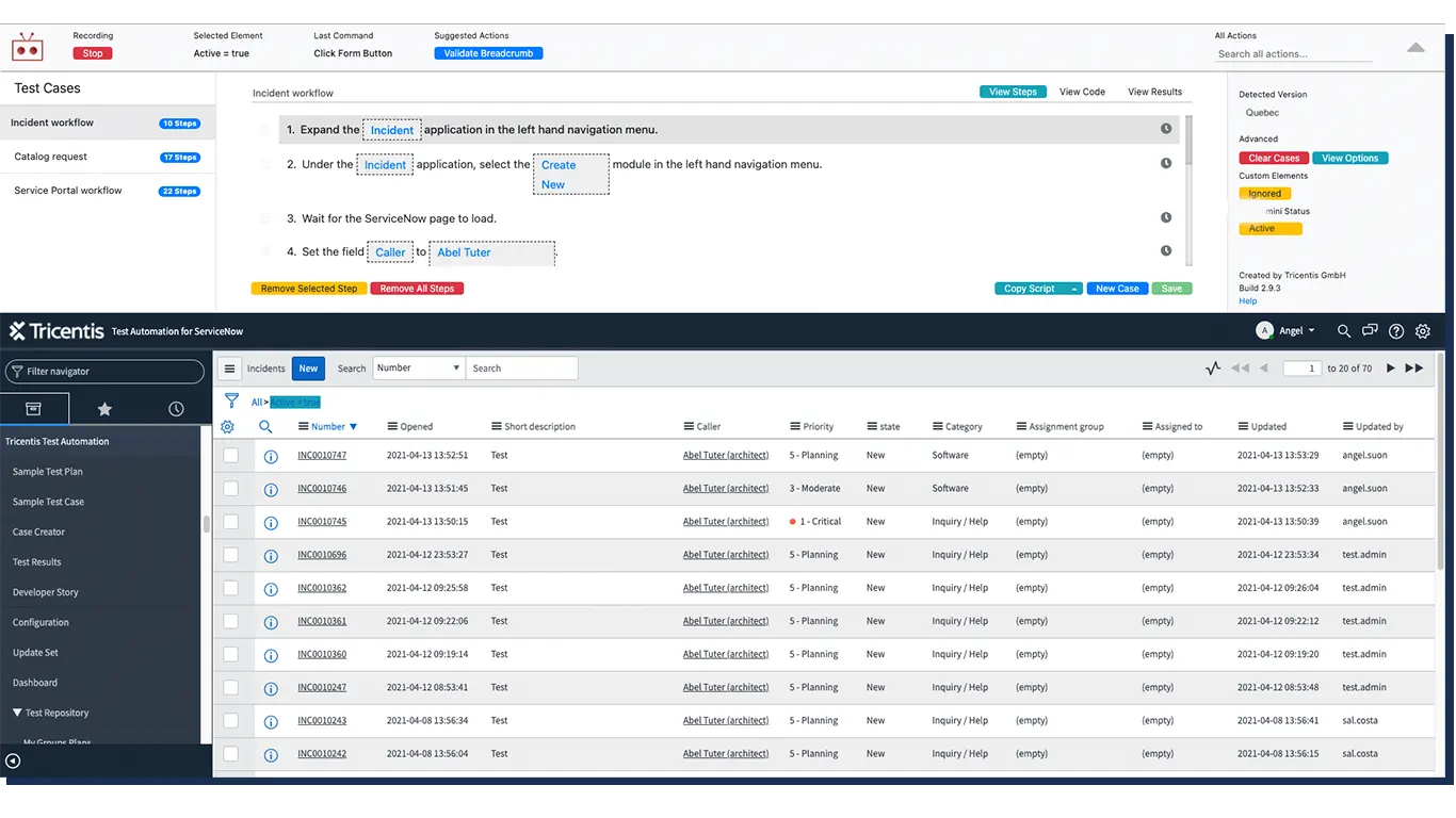 point-and-click Recorder inside ServiceNow