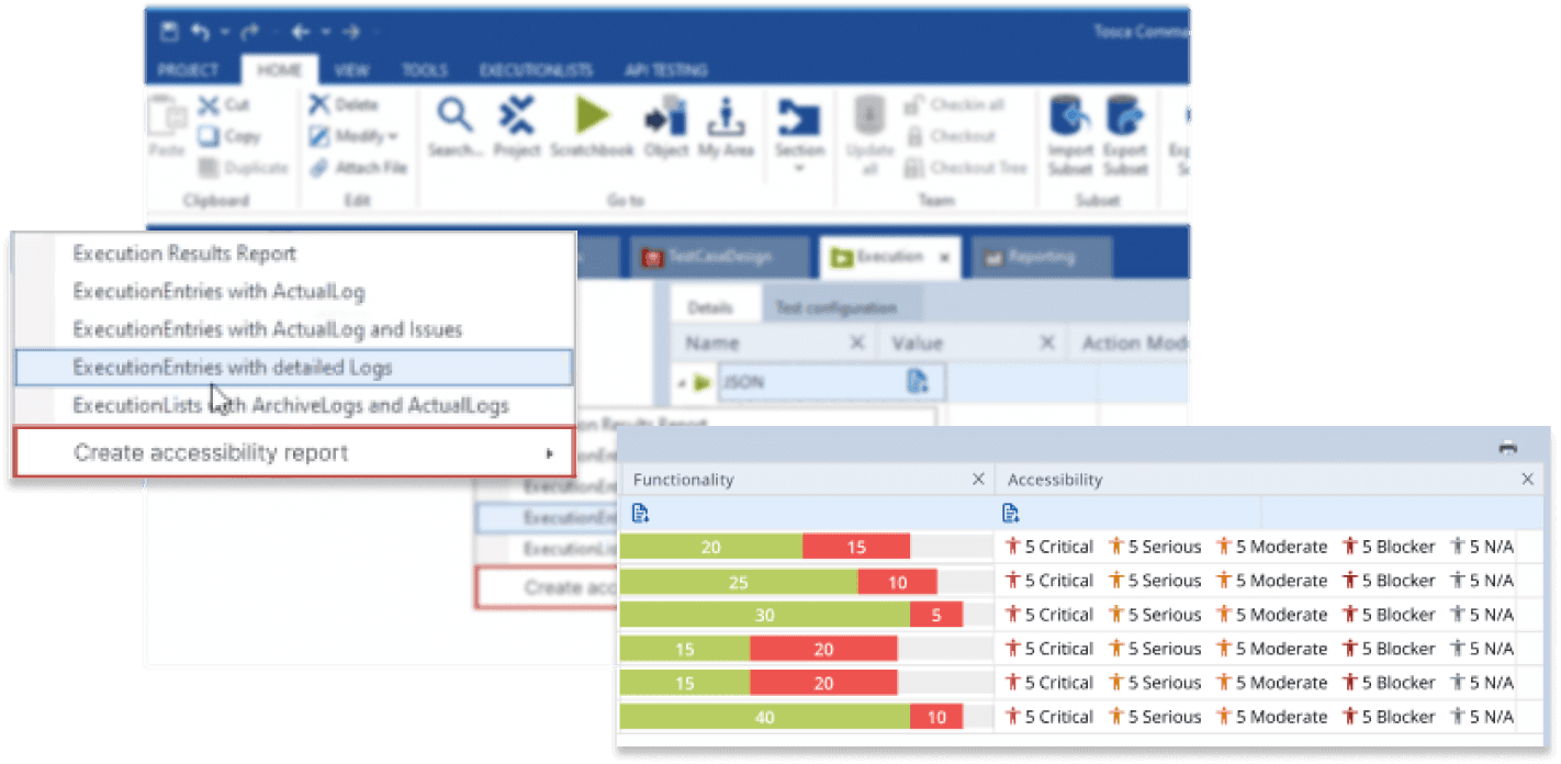 Access execution reports - Tricentis Tosca accessibility testing