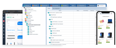 Screens of mobile testing solution products